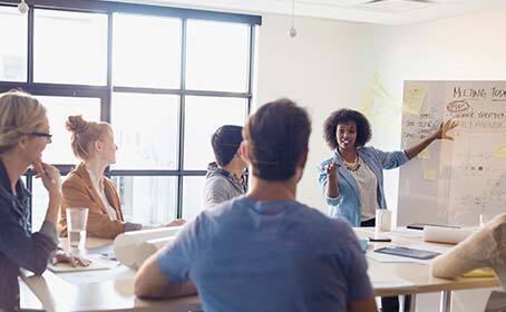 A group of people at a meeting