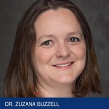 Zuzana Buzzell with text Dr. Zuzana Buzzell