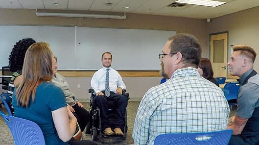 Students participating in a group session as part of their clinical mental health counseling residency