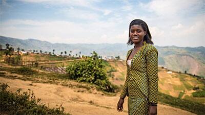 Student Eugenie at Kiziba refugee camp - Photographer Alex Buisse