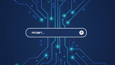 A prompt box over a background of a circuit board to represent using AI in daily life.