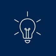 An icon of a glowing lightbulb representing an idea