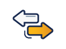 A white and yellow arrow pointing in opposite directions.