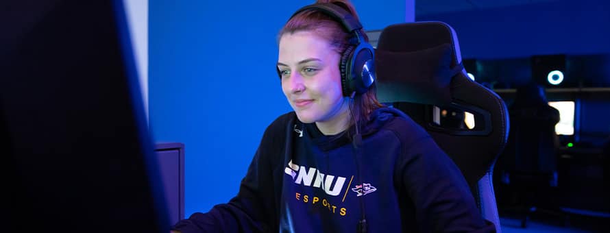 A SNHU esports player playing in a tournament 