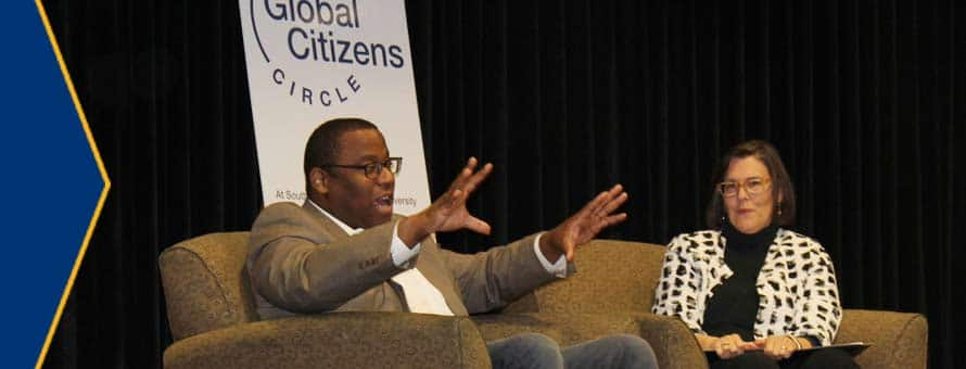 Tito Jackson, former Boston city councilor, mayoral candidate and current CEO of Verdant Medical, onstage at SNHU