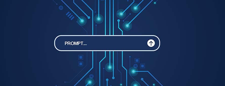 A prompt box over a background of a circuit board to represent using AI in daily life.