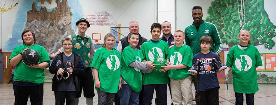 Middle School Students with Celtics