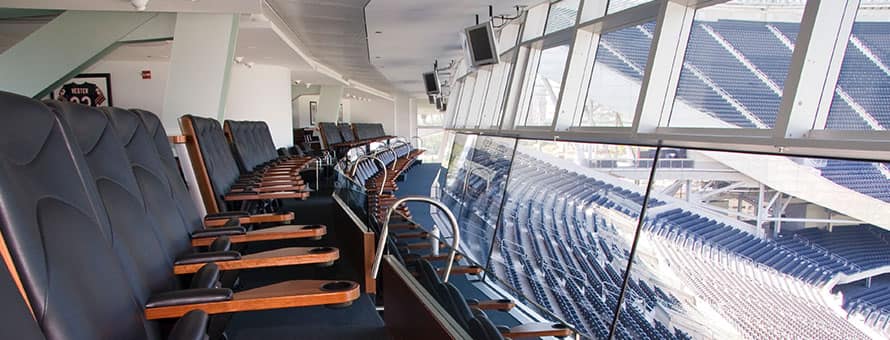 an empty suite in a sports  stadium.