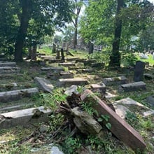 Grave markers inside the Bialystok Cemetery in Poland.