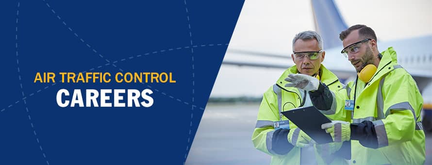 A man explains to another person what is air traffic control