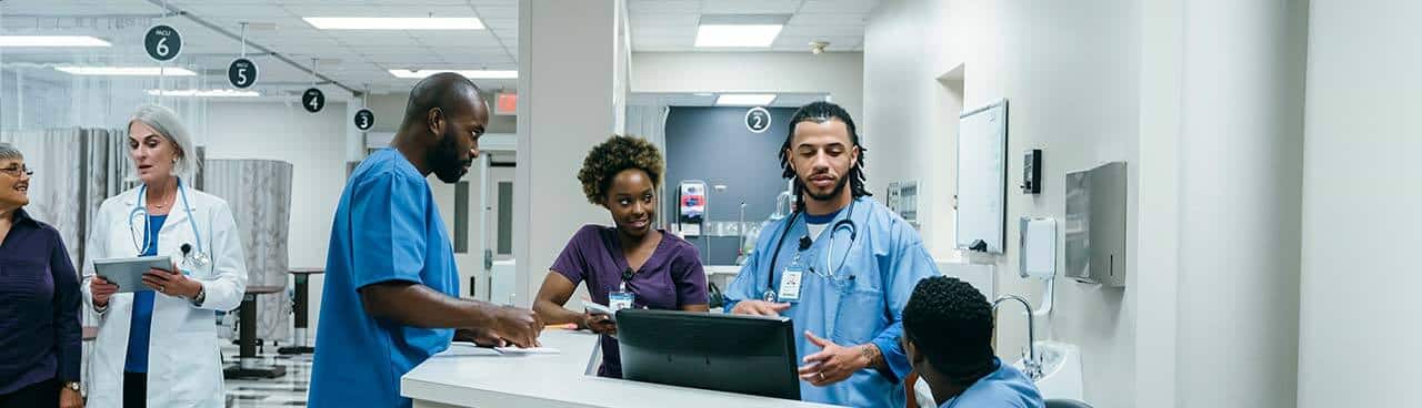 Health professionals at a desk