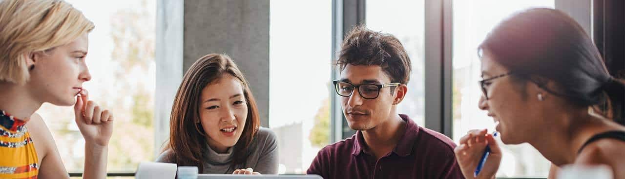 Group of diverse students working together
