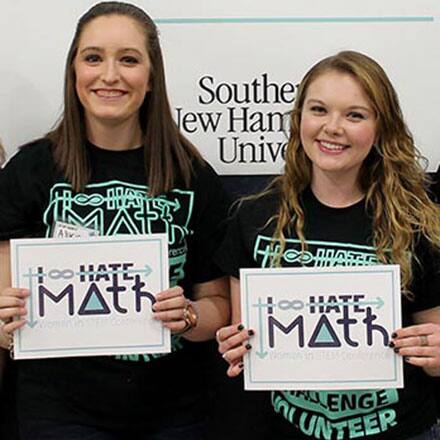 Two of the SNHU students who organized the I Hate  Math conference.