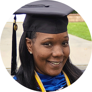 Headshot of Latisha Anguilar in cap and gown