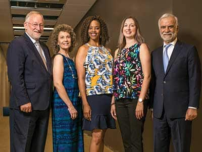 The five leaders of the new College of Engineering, Technology, and Aeronautics.