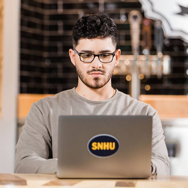 A student working on thier laptop