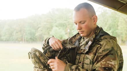 Picture of a service member wearing fatigues